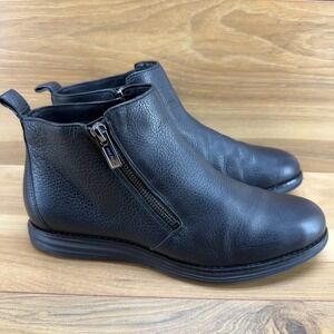 Cole Haan Grand Os Womens Boots 8.5 Black Leather Zip Comfort